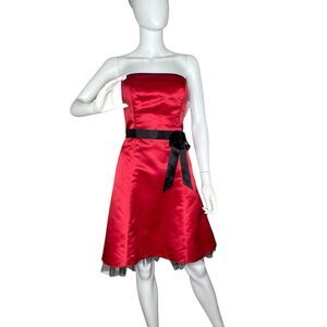 Vtg Jessica Mcclintock Gunne Sax Dress Size 8 Strapless Fit Flare Red Black NWOT